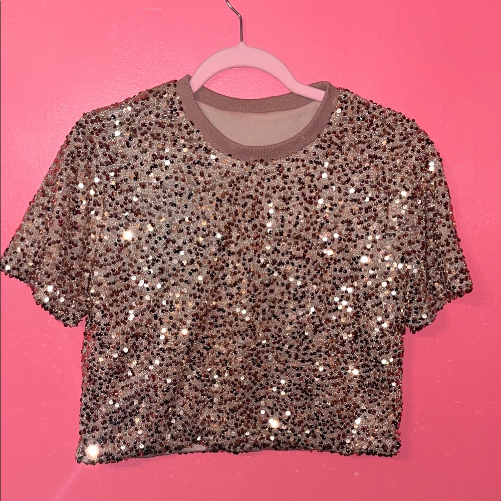 Sequin Embellished Gold Top